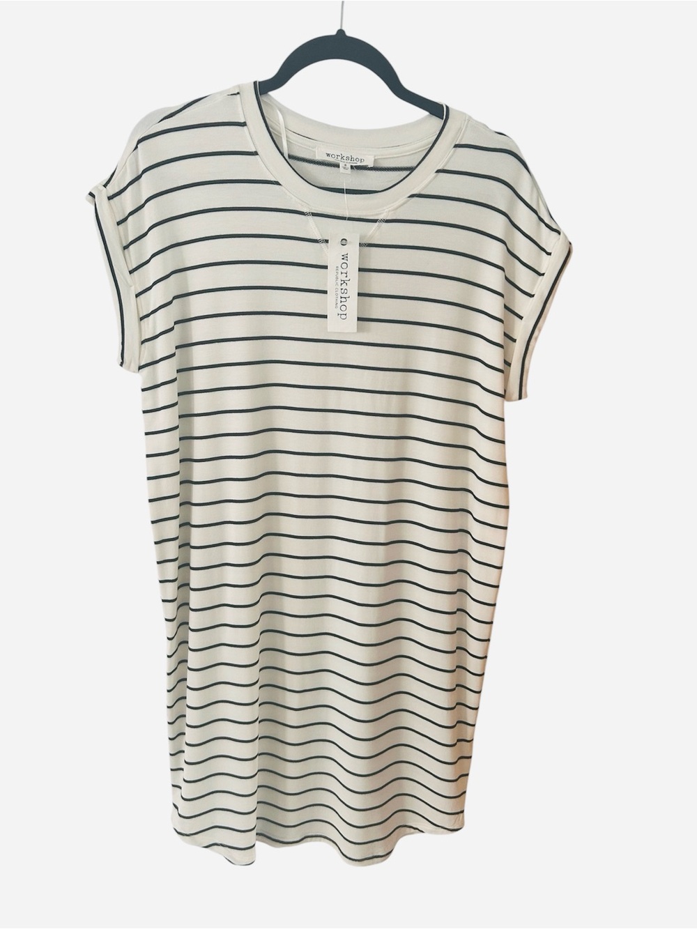 Workshop Republic Clothing Cream and Black Striped Tee